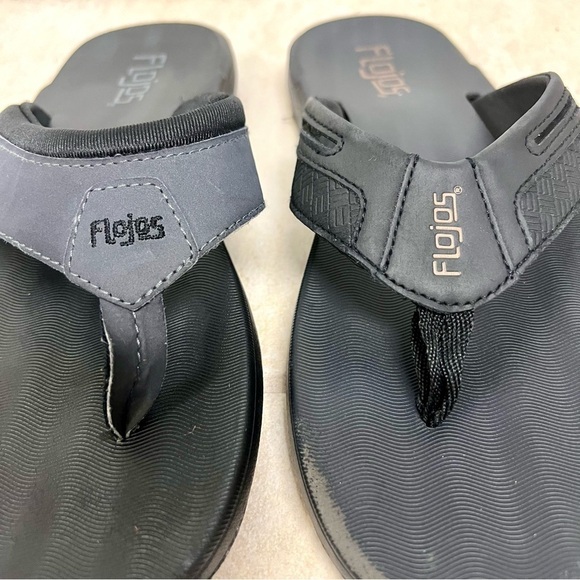 Flojos Men's Memory Foam Flip Flop Sandals BLACK/BROWN size 9M leather. - Picture 3 of 9